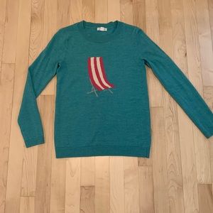 Garnett Hill Turquoise Beach Chair Soft Wool Spring Sweater